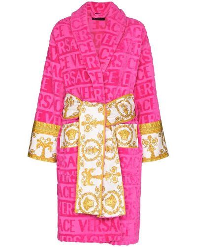 hot pink versace robe|pink versace corset with pant.